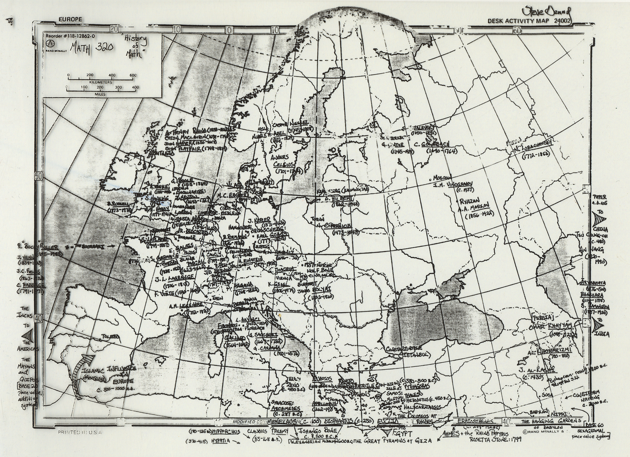 Erupean Map of Mathematicians